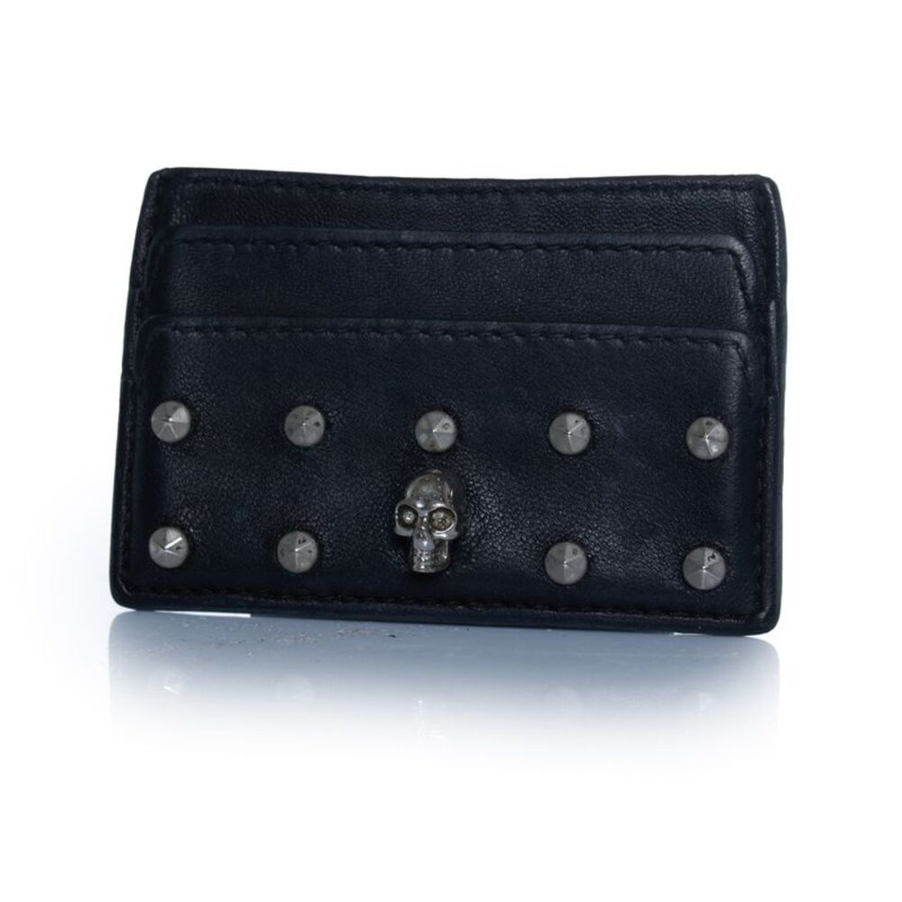 Alexander McQueen, black leather card holder